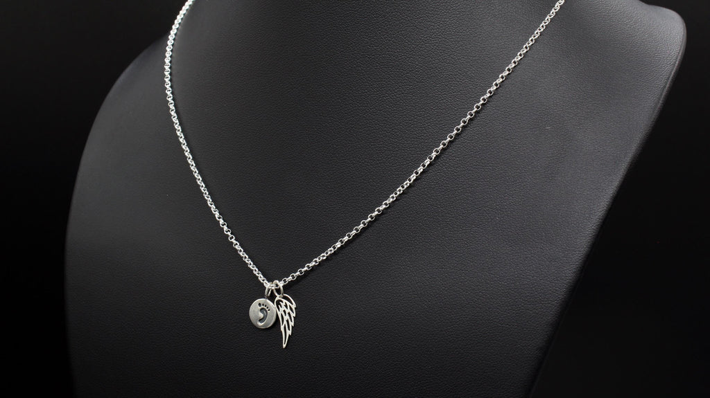 Sterling Silver Angel Wing Necklace: Child Loss Memorial Gift