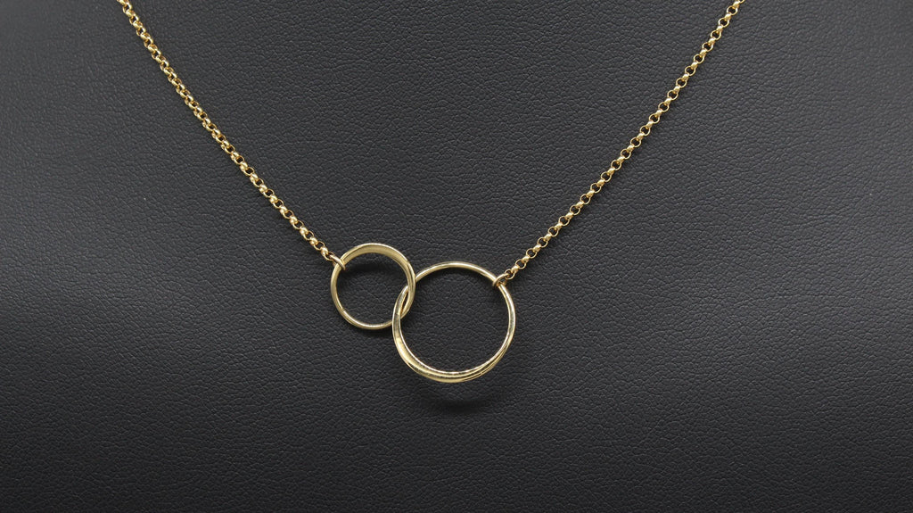 14k Gold Connected Circles Necklace: Unbiological Sister Gift