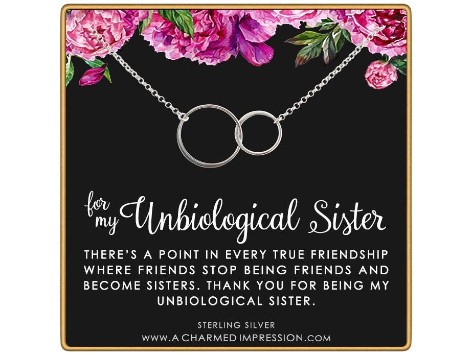 Sterling Silver Unbiological Sister Necklace: Infinity Circle Pendant