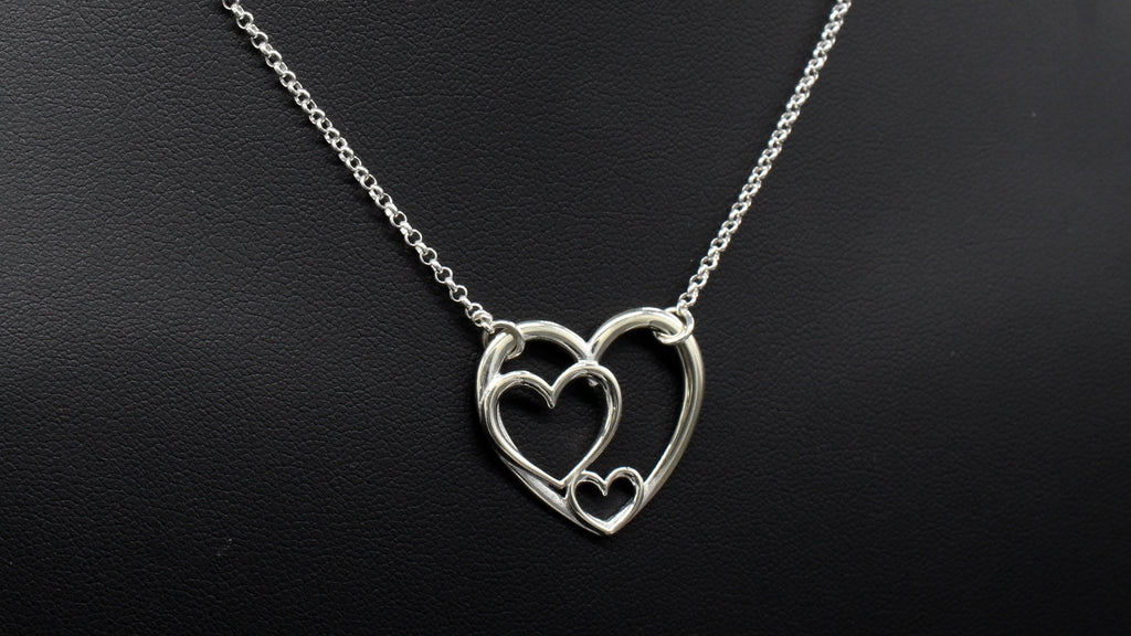 Three Generations Sterling Silver Heart Necklace: Sentimental Family Keepsake