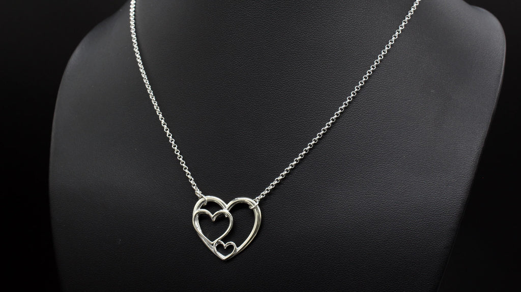 Three Generations Sterling Silver Heart Necklace: Sentimental Family Keepsake
