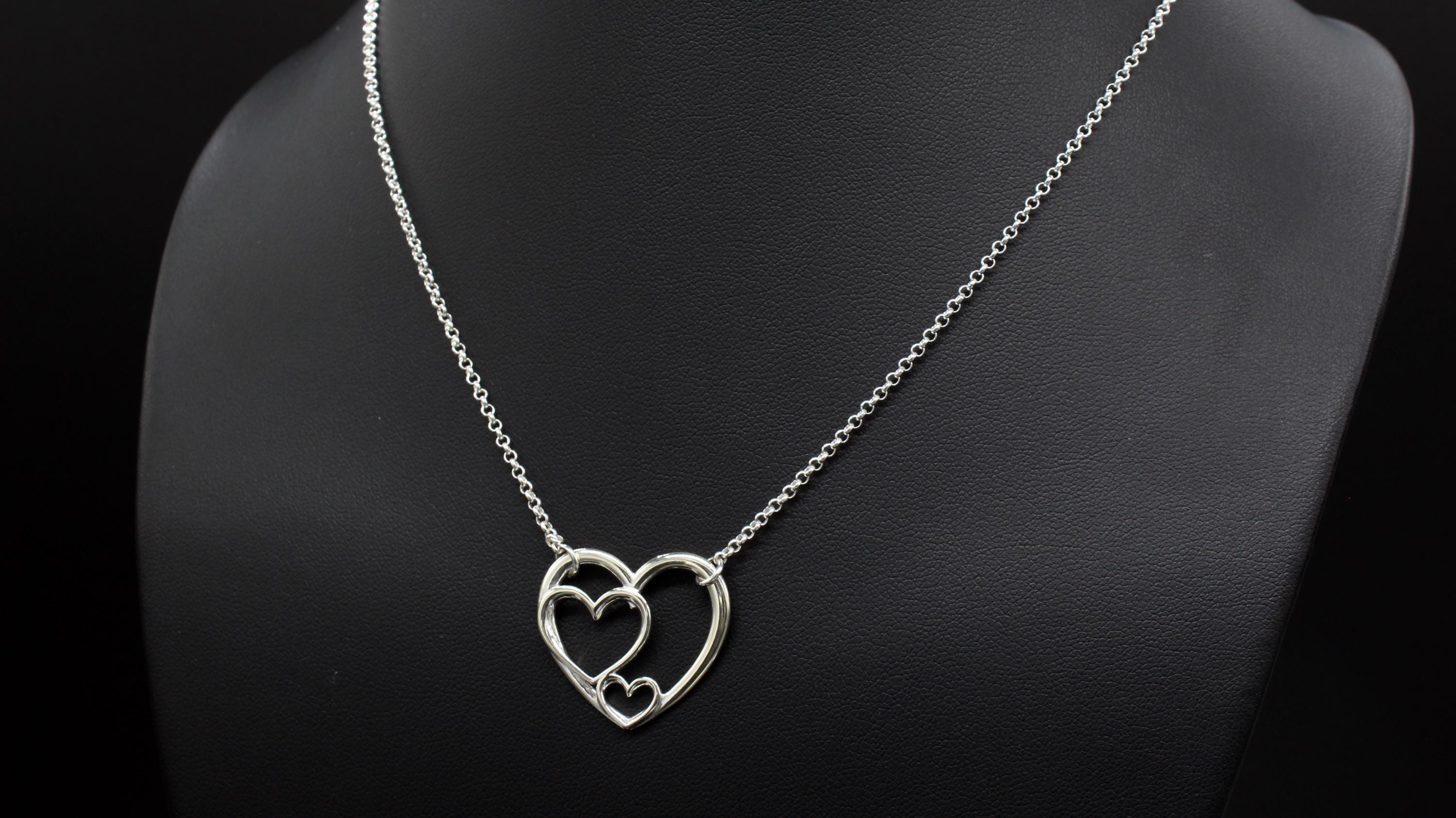 Three Generations Sterling Silver Heart Necklace: Sentimental Family Keepsake