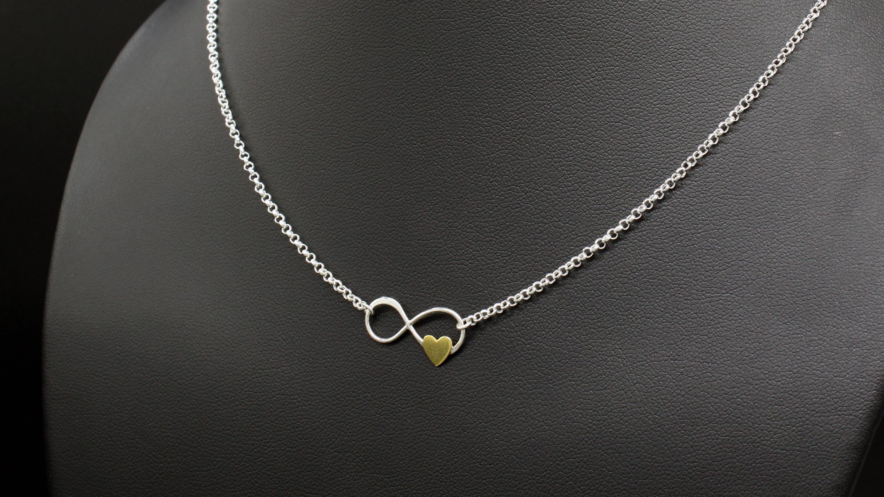 Father Daughter Necklace: Sterling Silver Infinity, Gold Heart