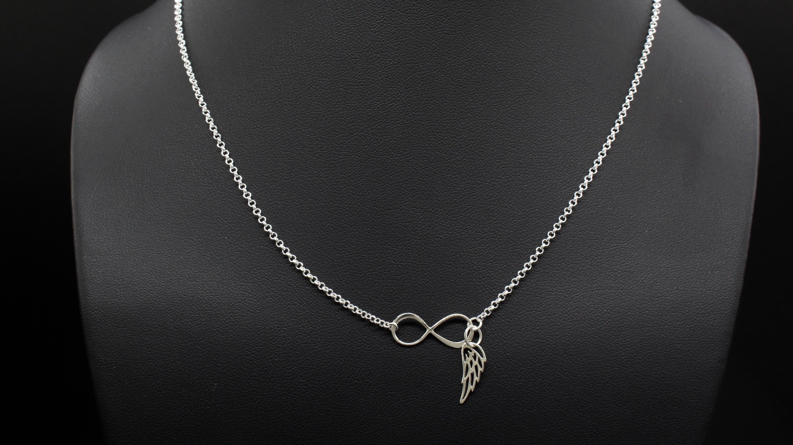 Sterling Silver Angel Wing Infinity Necklace: Memorial Gift