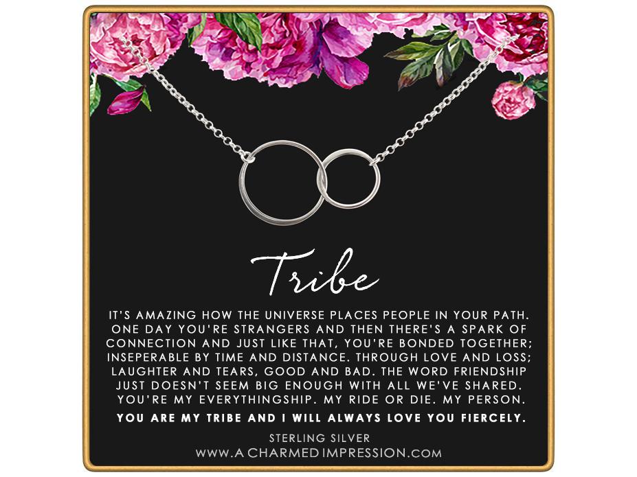 Friendship Necklace: Two Connected Circles - Sterling Silver or 14k Gold-Filled