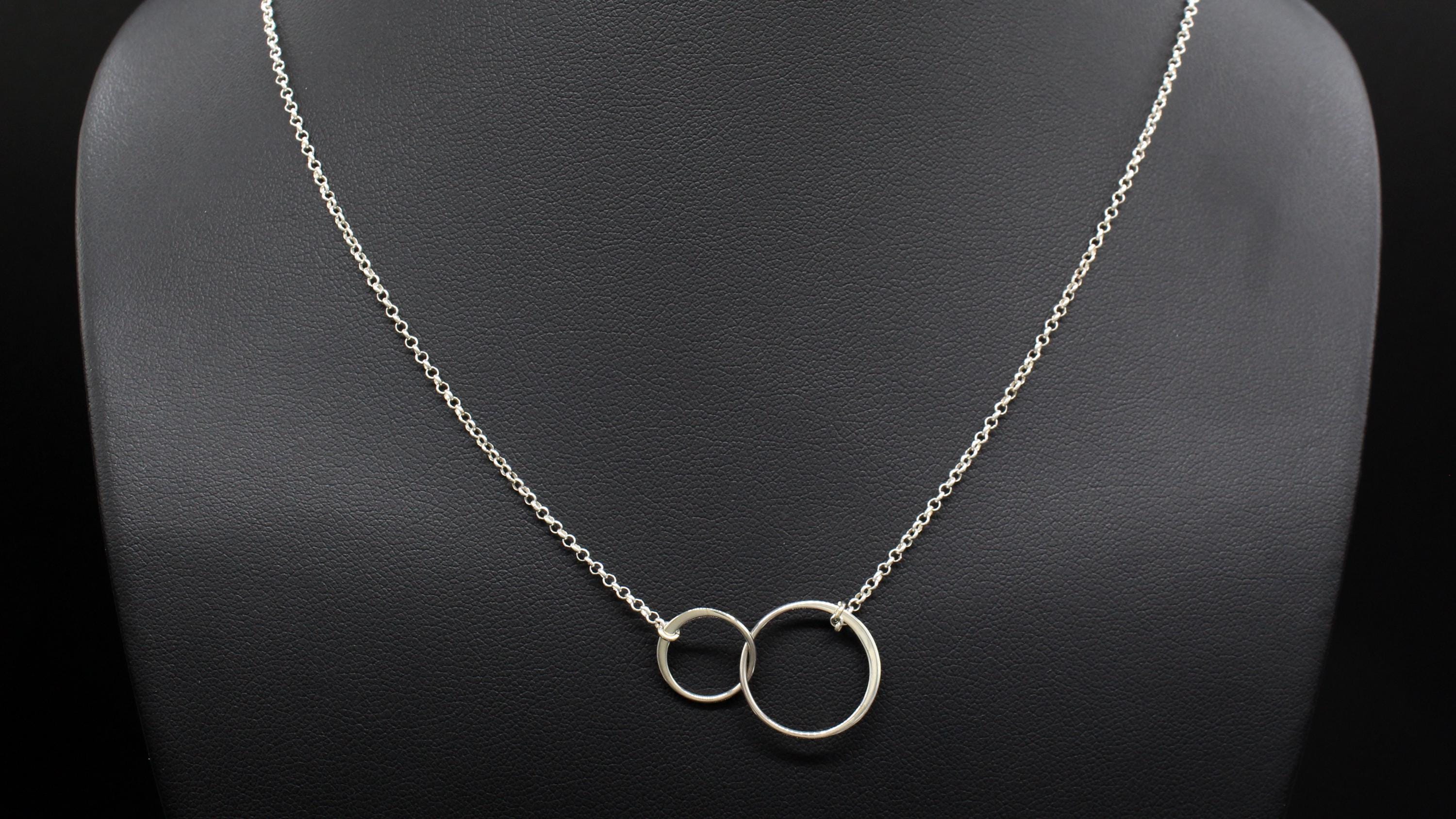 Friendship Necklace: Two Connected Circles - Sterling Silver or 14k Gold-Filled