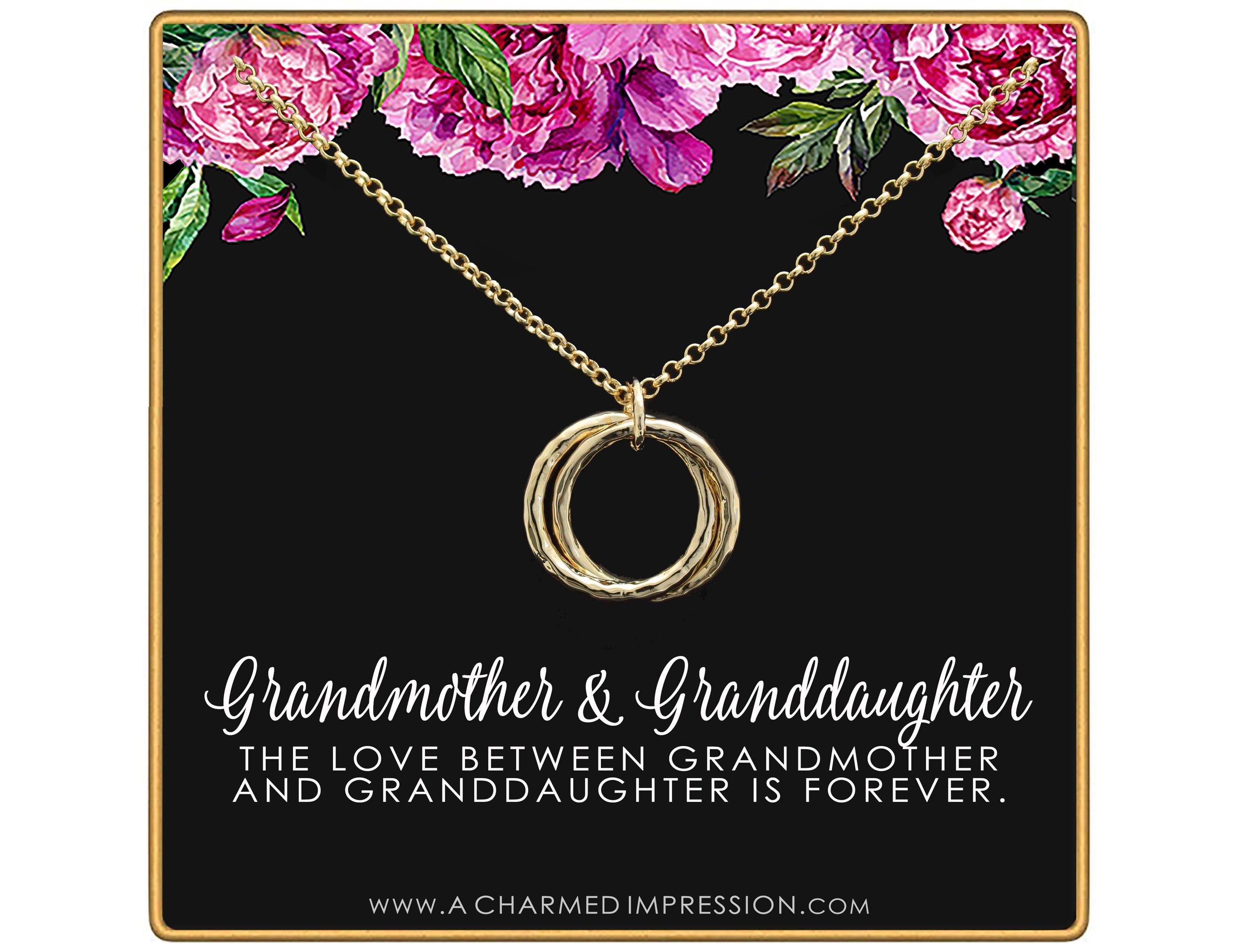 Grandmother Granddaughter Necklace: Hammered Linked Rings, Infinite Love
