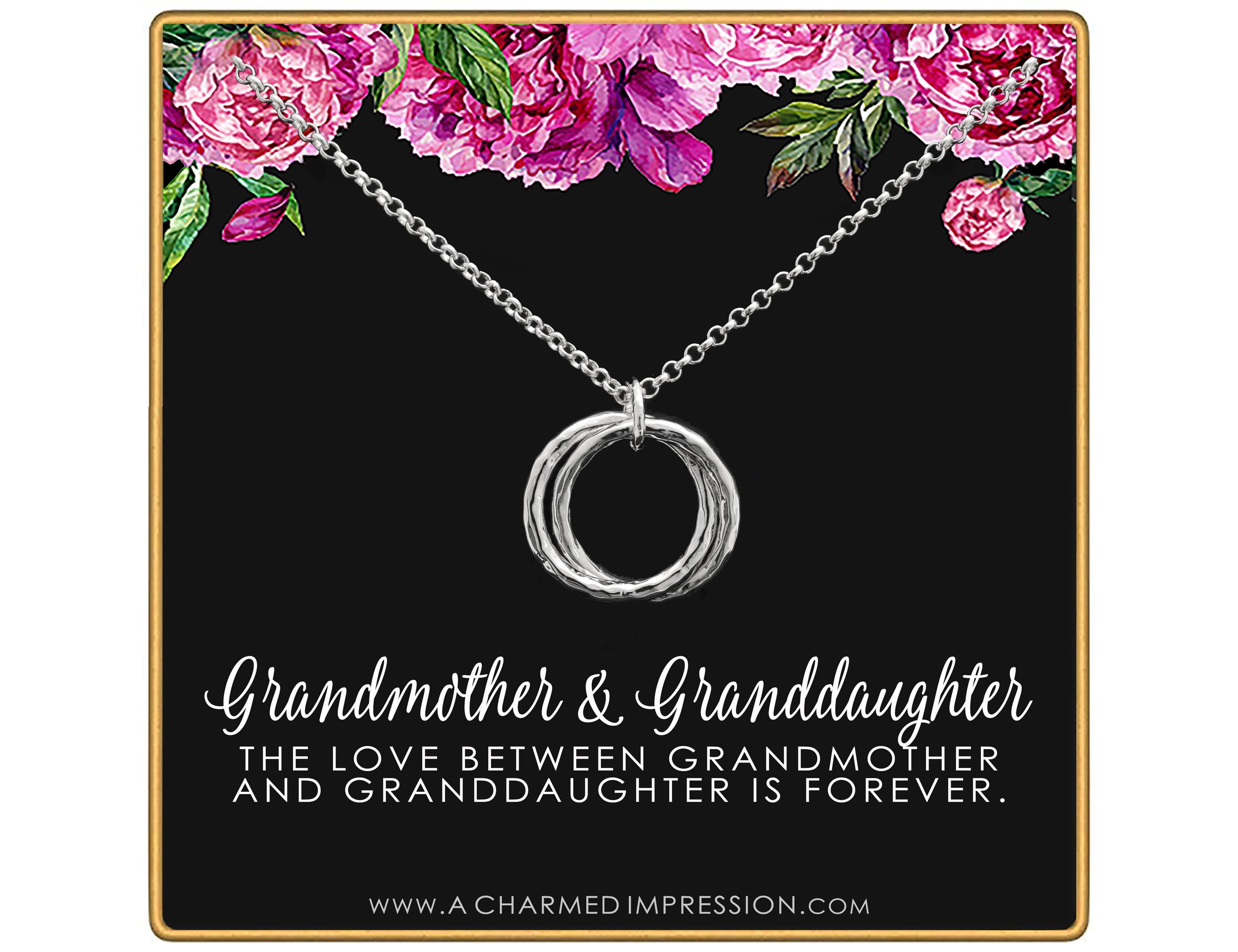 Grandmother Granddaughter Necklace: Hammered Linked Rings, Infinite Love