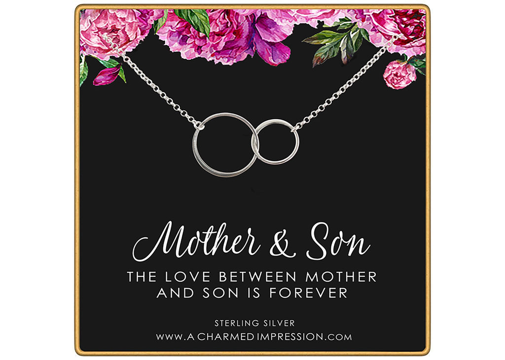 Mother Son Necklace: Sterling Silver Double Circle, Boy Mom Gift
