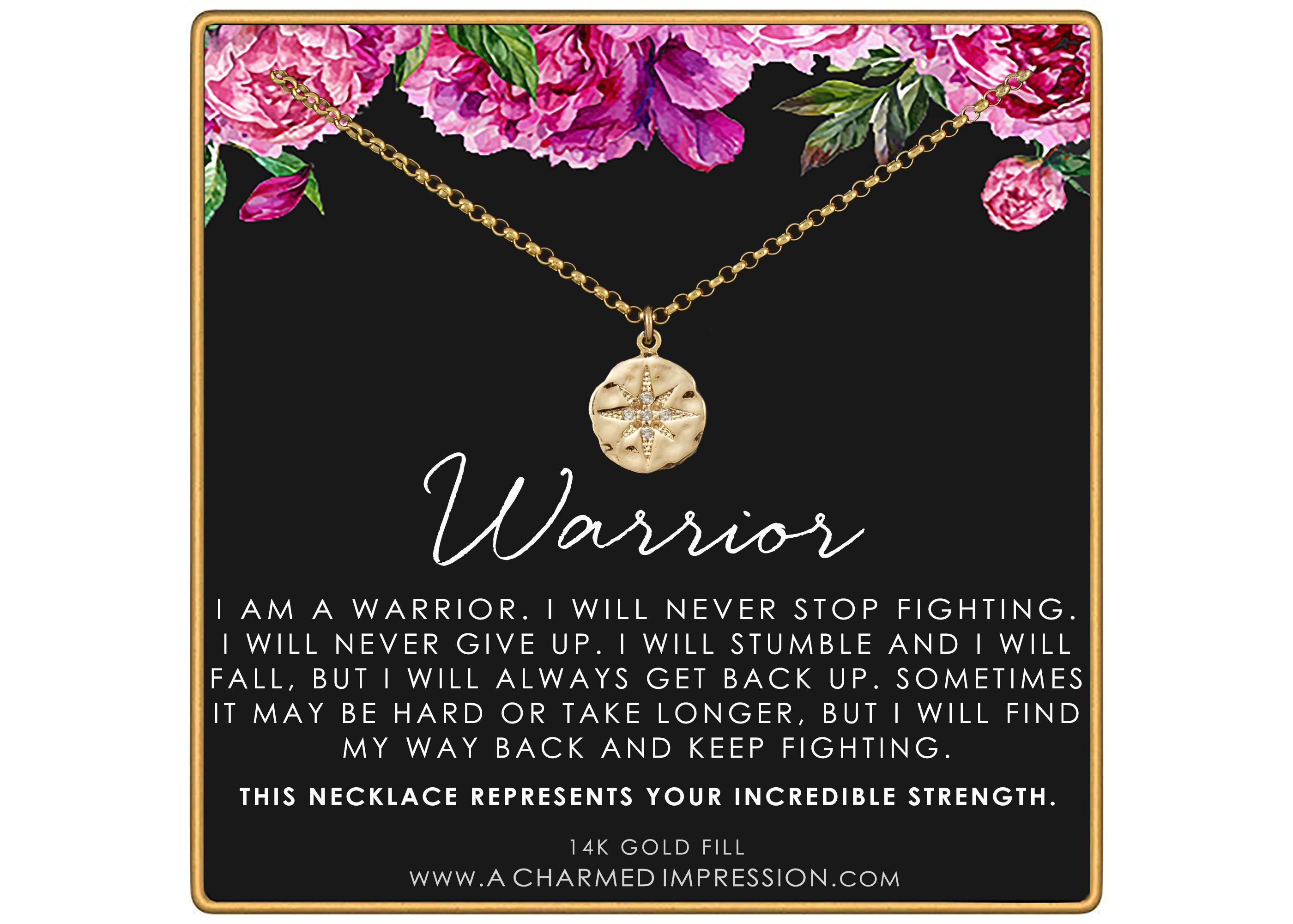 Gold CZ Starburst Necklace - Mom Warrior Everyday Strength