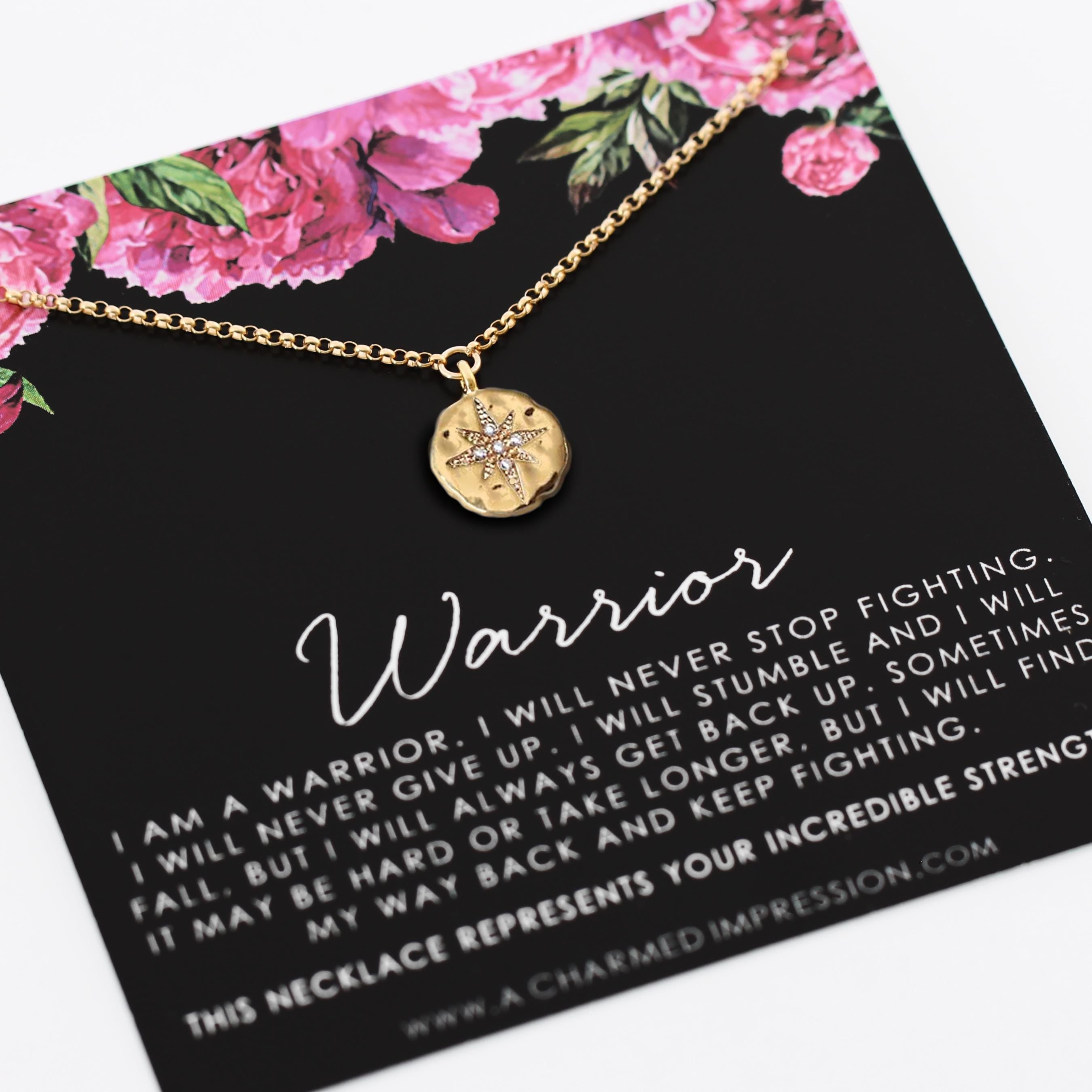 Gold CZ Starburst Necklace - Mom Warrior Everyday Strength
