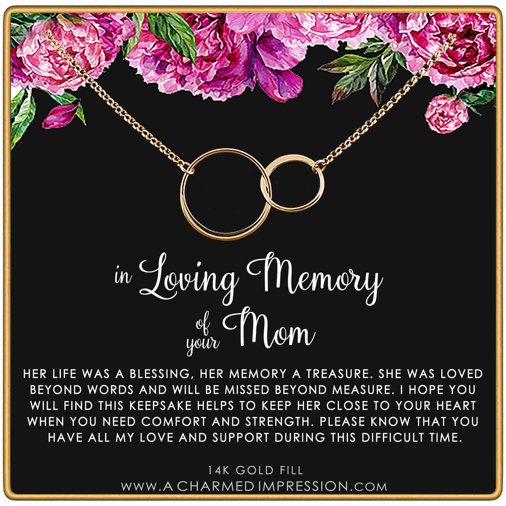 Loss of Mom Remembrance Gift - Connected Circles Necklace Silver Gold