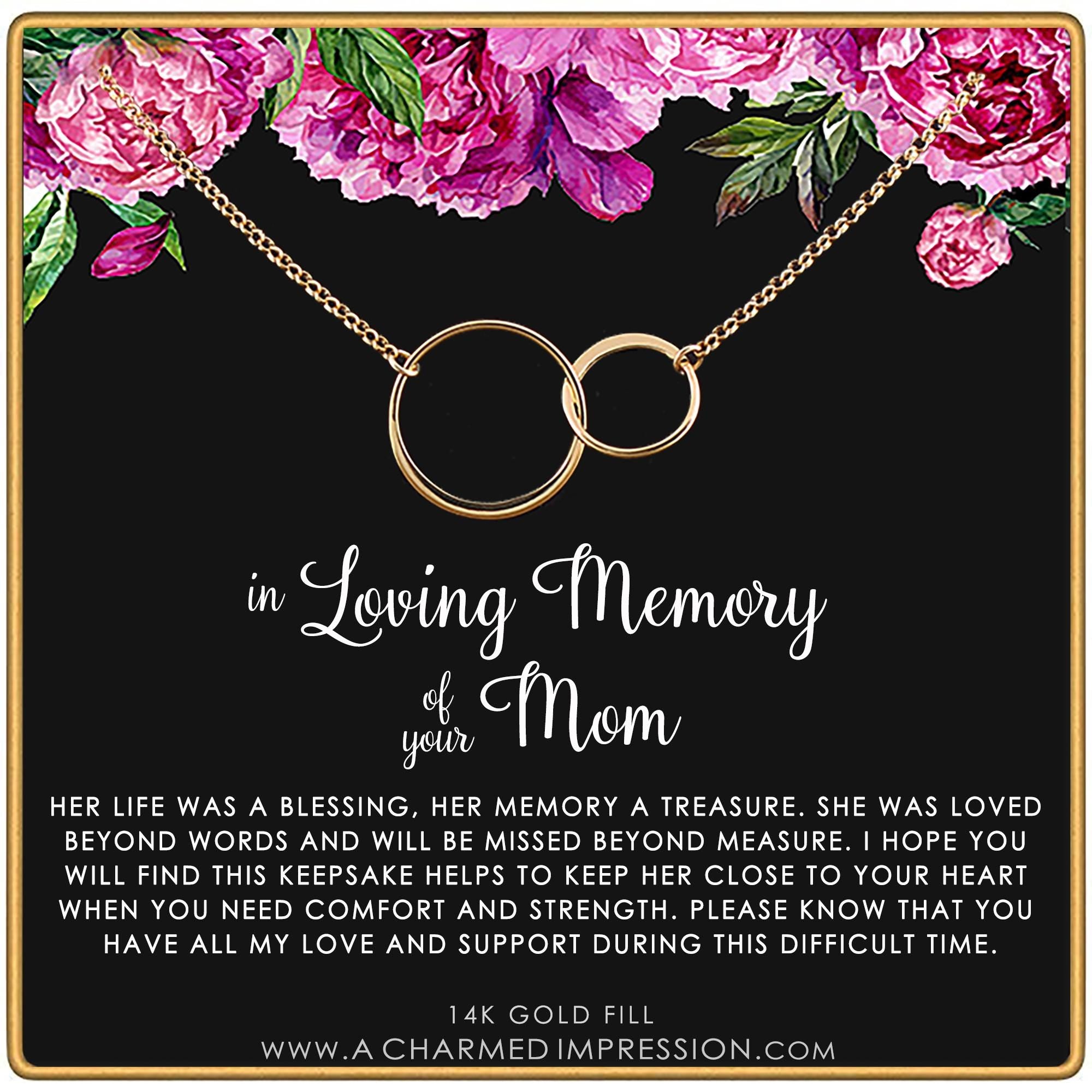 Loss of Mom Remembrance Gift - Connected Circles Necklace Silver Gold