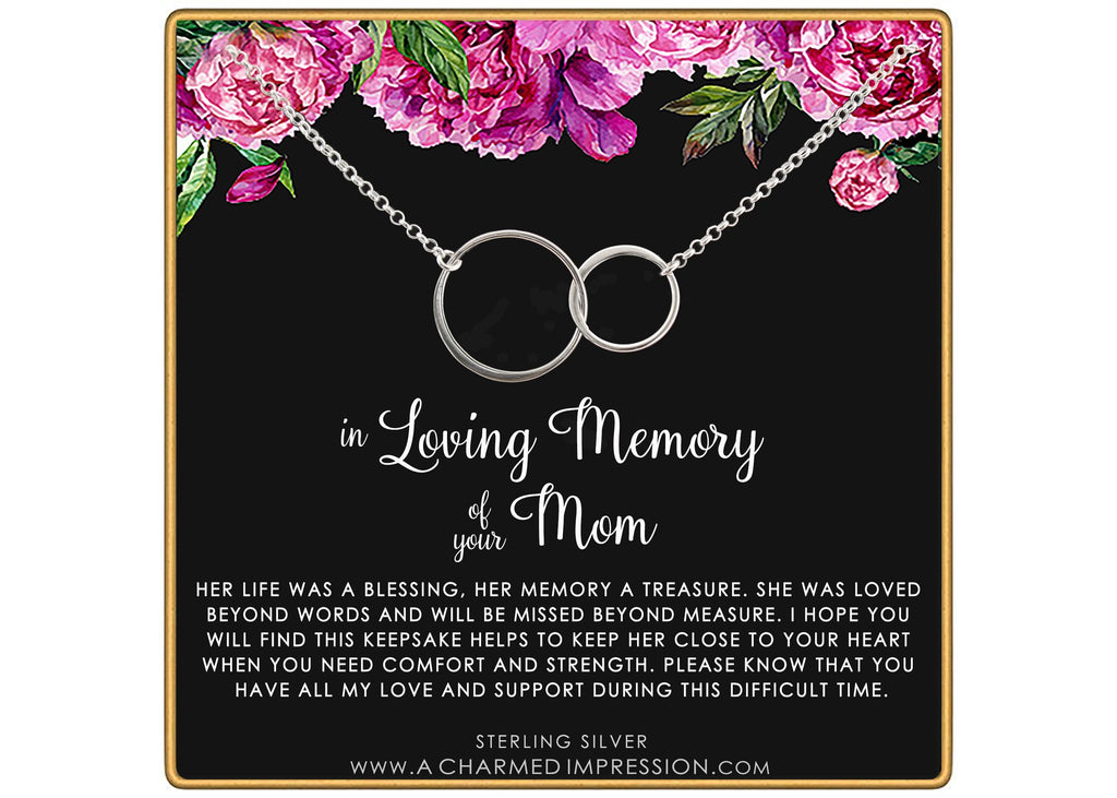 Loss of Mom Remembrance Gift - Connected Circles Necklace Silver Gold