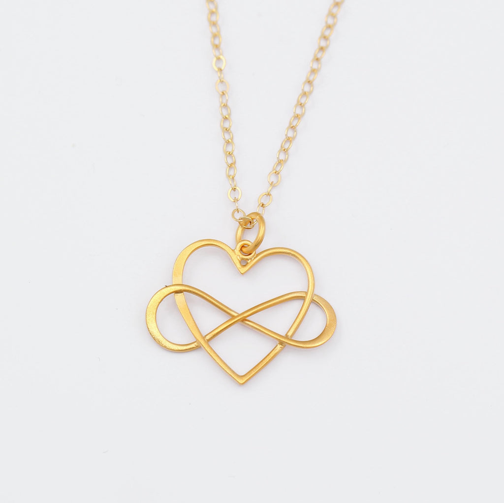 Infinity Heart Necklace Silver Gold - Mom You Are the World Gift