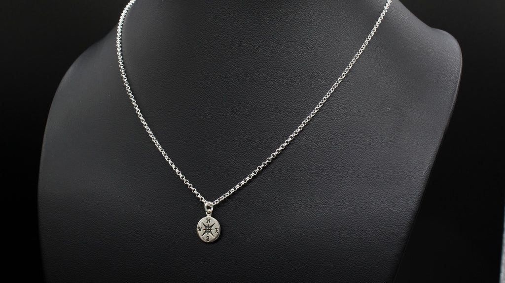 Compass Charm Necklace Sterling Silver Gold Fill - "I Would Be Lost Without You" Romantic Anniversary Gift for Wife Girlfriend