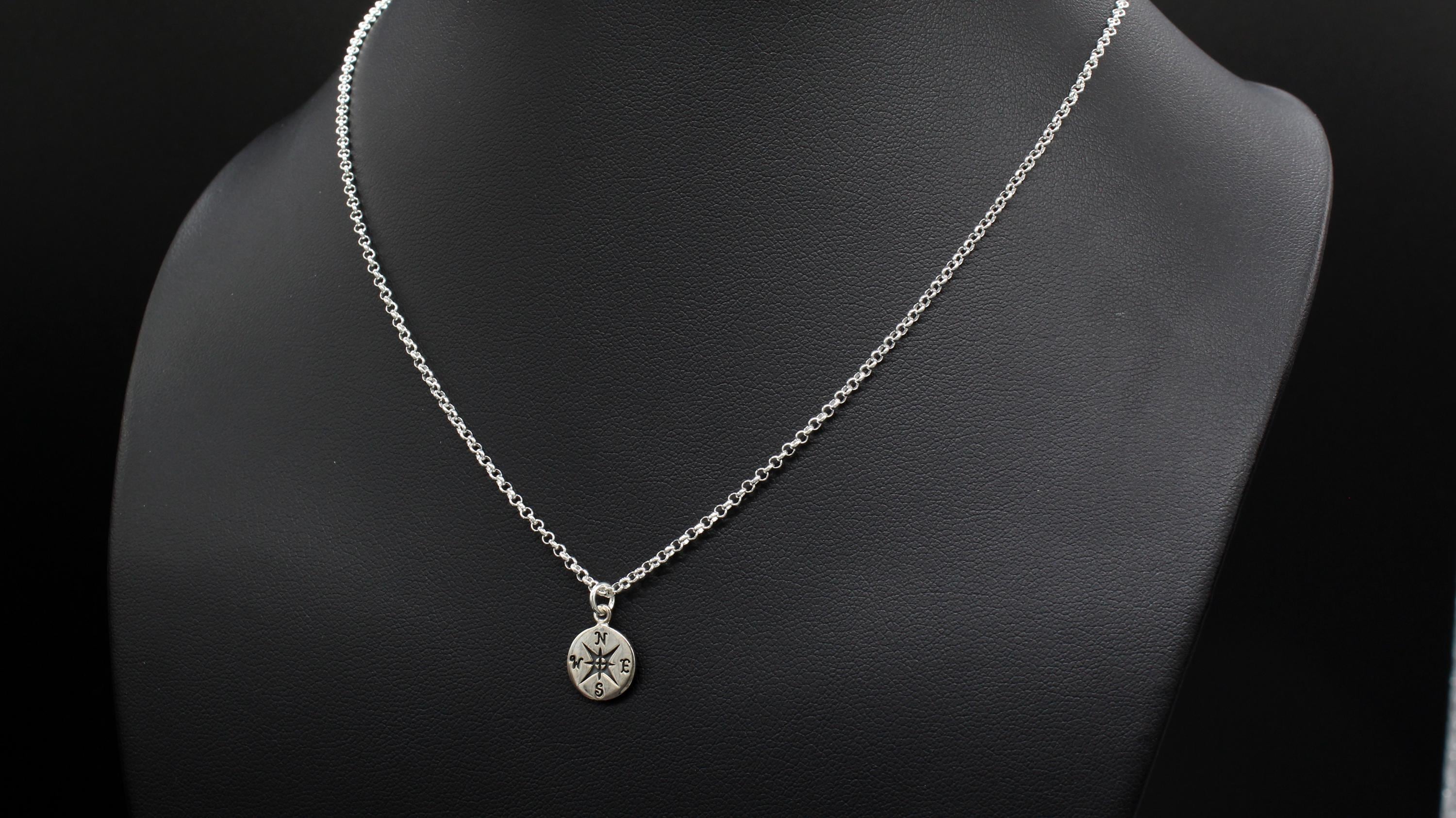 Compass Charm Necklace Sterling Silver Gold Fill - "I Would Be Lost Without You" Romantic Anniversary Gift for Wife Girlfriend