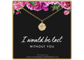 Romantic Anniversary Gift Wife Girlfriend North Star CZ Starburst Charm Necklace Sterling Silver Gold Fill - "I Would Be Lost Without You"