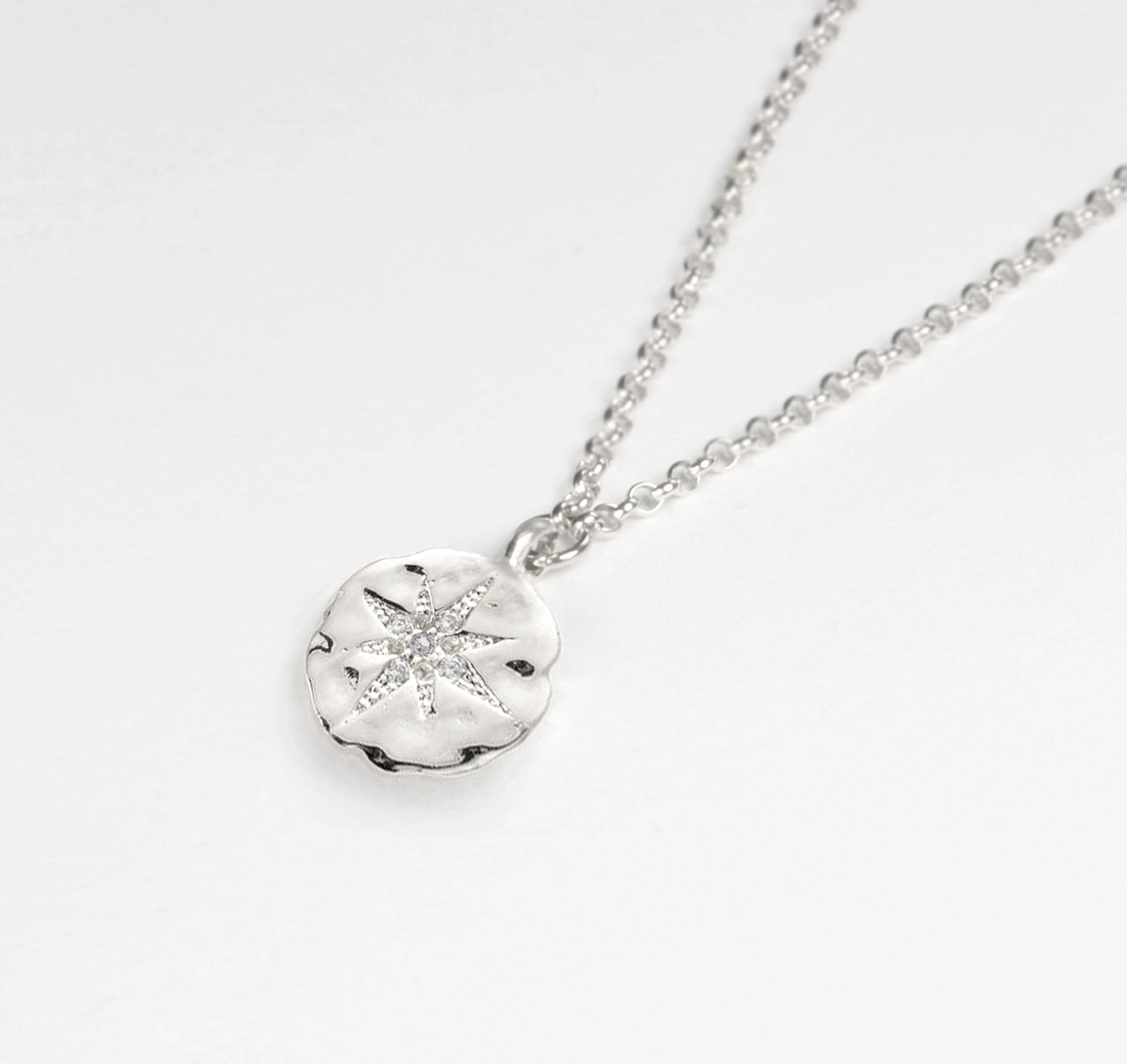 Romantic Anniversary Gift Wife Girlfriend North Star CZ Starburst Charm Necklace Sterling Silver Gold Fill - "I Would Be Lost Without You"