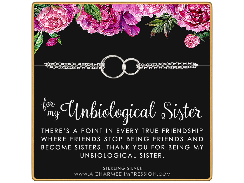 Sterling Silver Unbiological Sister Bracelet: Infinity Circle Friendship Gift