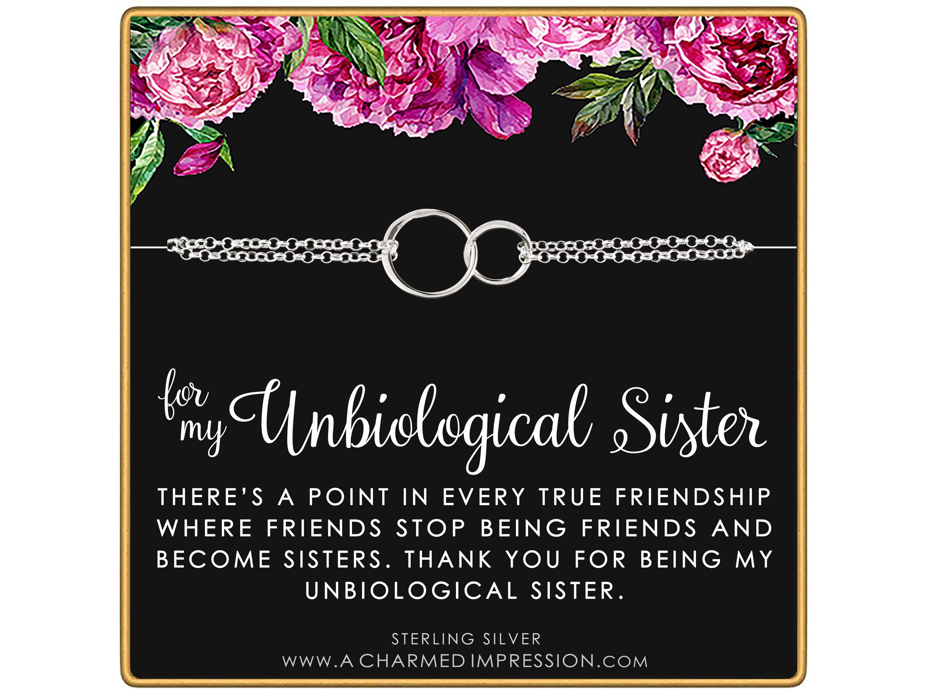 Sterling Silver Unbiological Sister Bracelet: Infinity Circle Friendship Gift