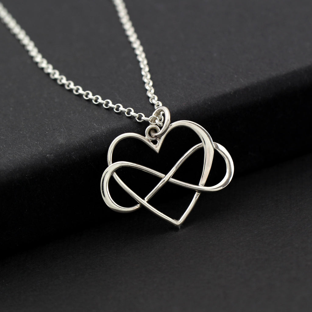 Infinity Heart Necklace Silver Gold - Mom You Are the World Gift