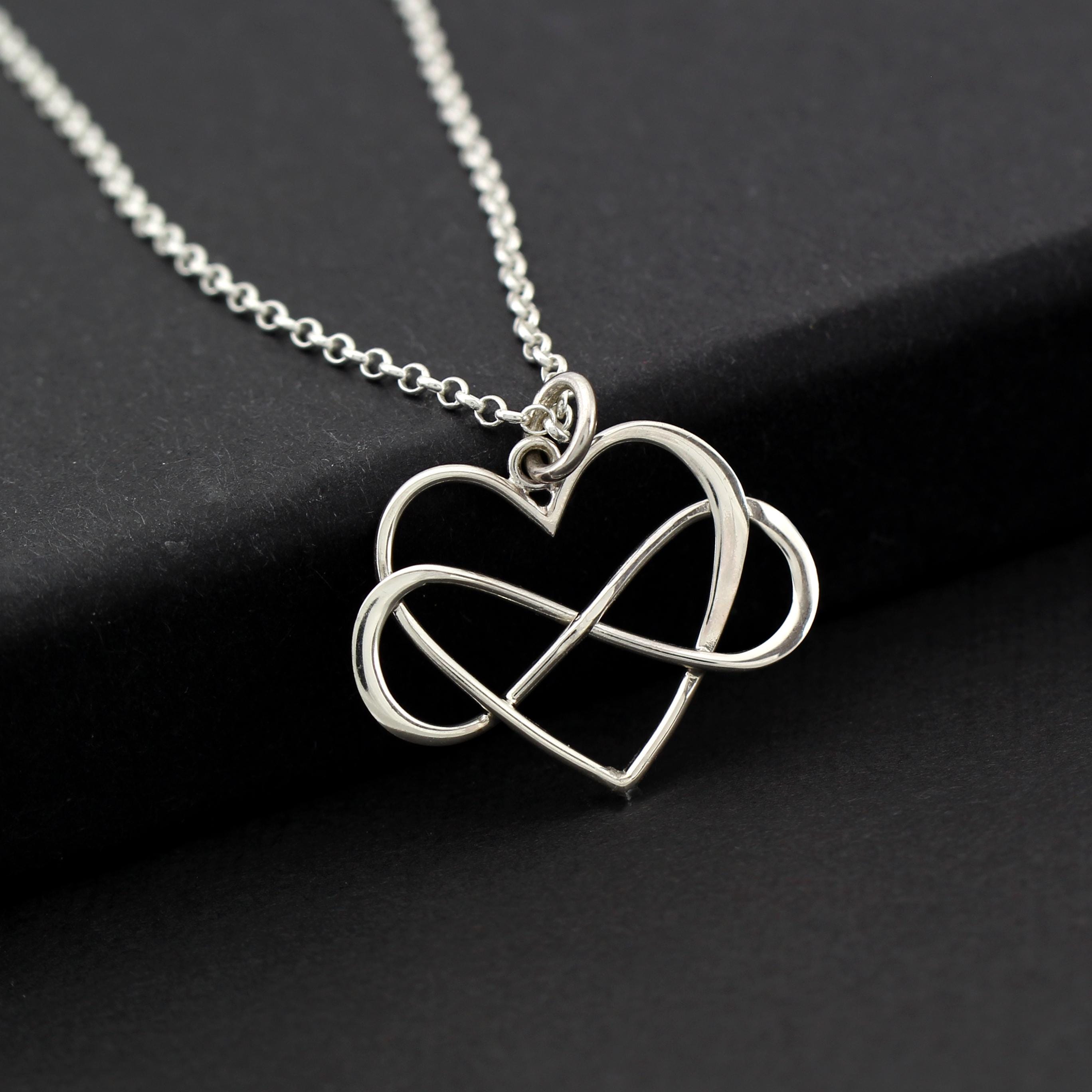 Infinity Heart Necklace Silver Gold - Mom You Are the World Gift