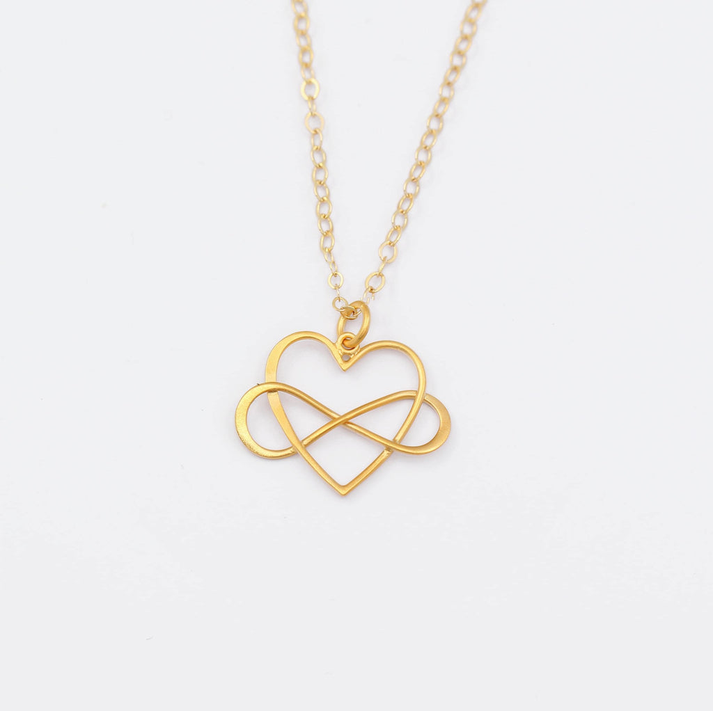 Infinity Heart Necklace Silver Gold - Mom You Are the World Gift