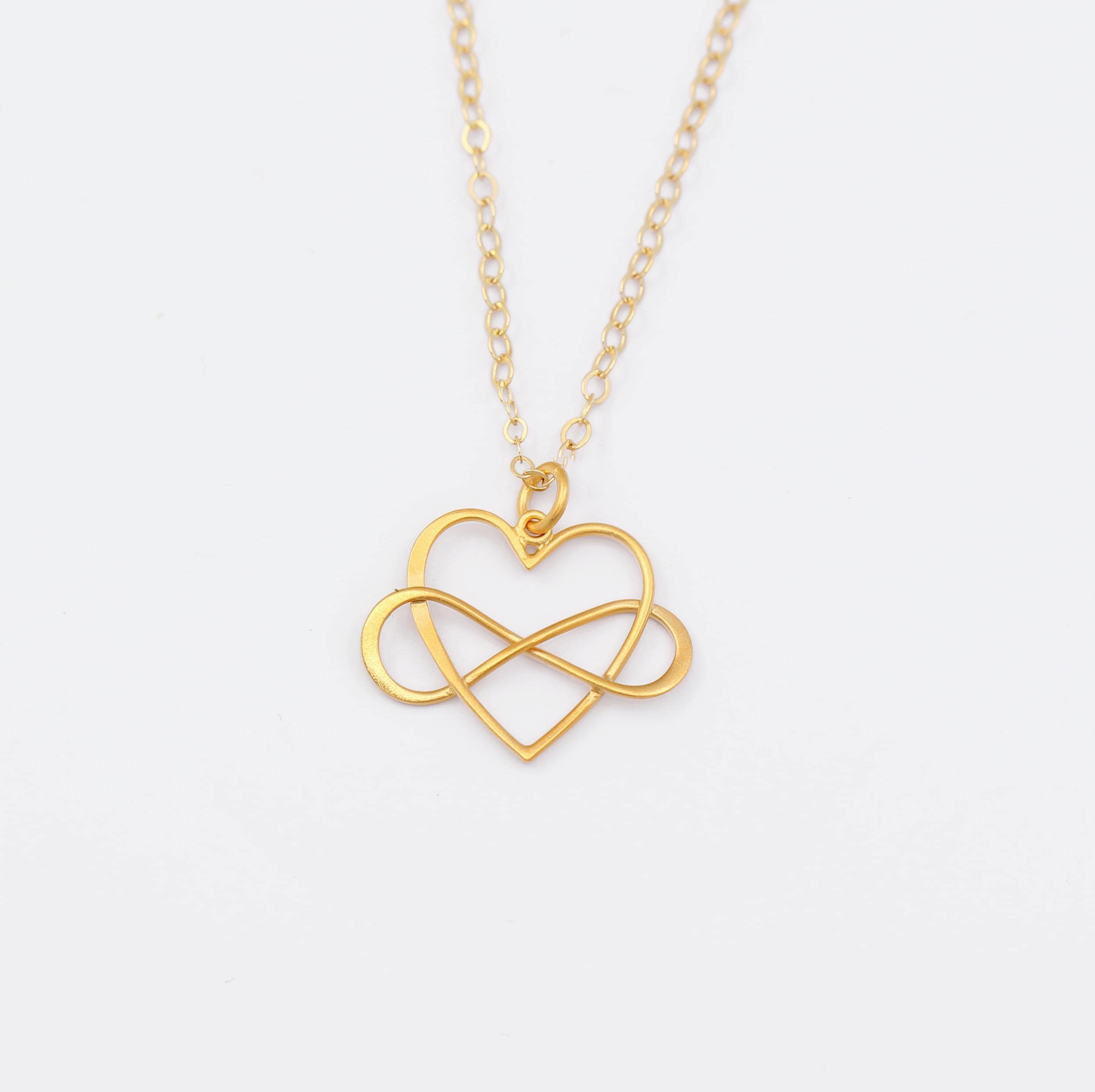 Infinity Heart Necklace Silver Gold - Mom You Are the World Gift