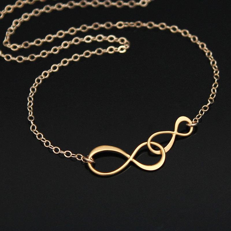 Handpicked Daughter Gift: Double Infinity Necklace Silver Gold