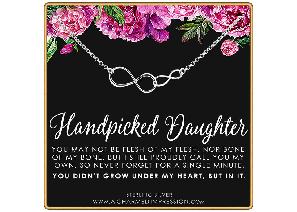 Handpicked Daughter Gift: Double Infinity Necklace Silver Gold