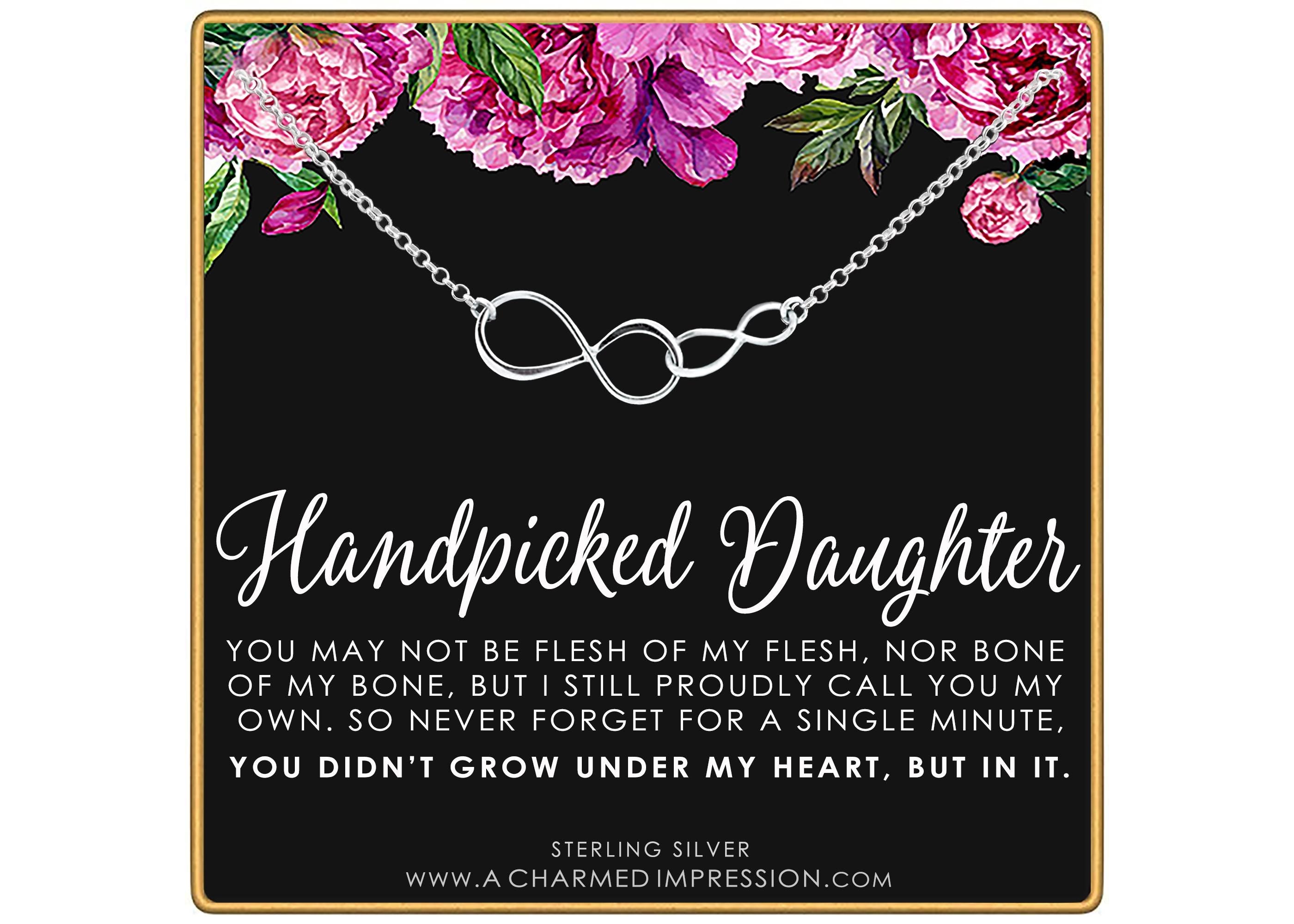 Handpicked Daughter Gift: Double Infinity Necklace Silver Gold