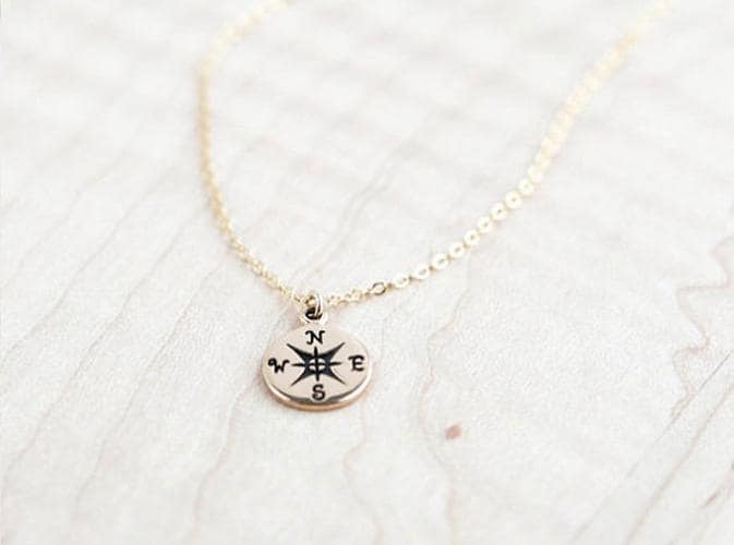 Mom Sister Compass Necklace Silver Gold Fill - "I Would Be Lost Without You" Inspirational Family Gift with Message Card
