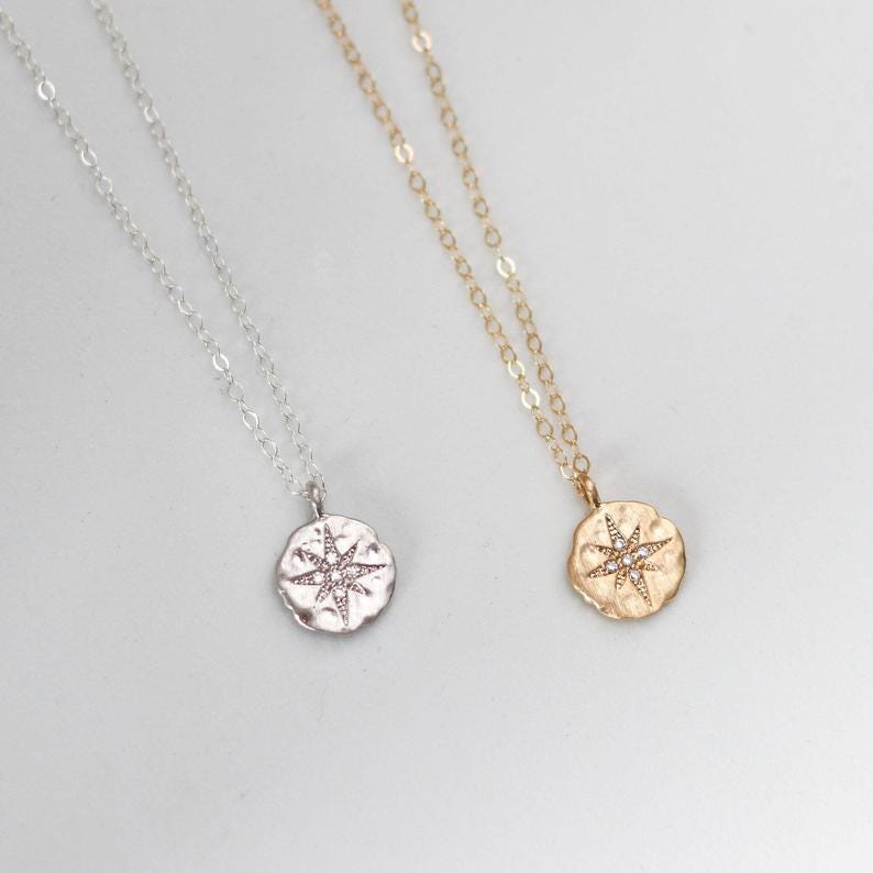 Graduation North Star CZ Necklace Sterling Silver 14k Gold - "I Would Be Lost Without You" Adventurer Gift Card Bundle