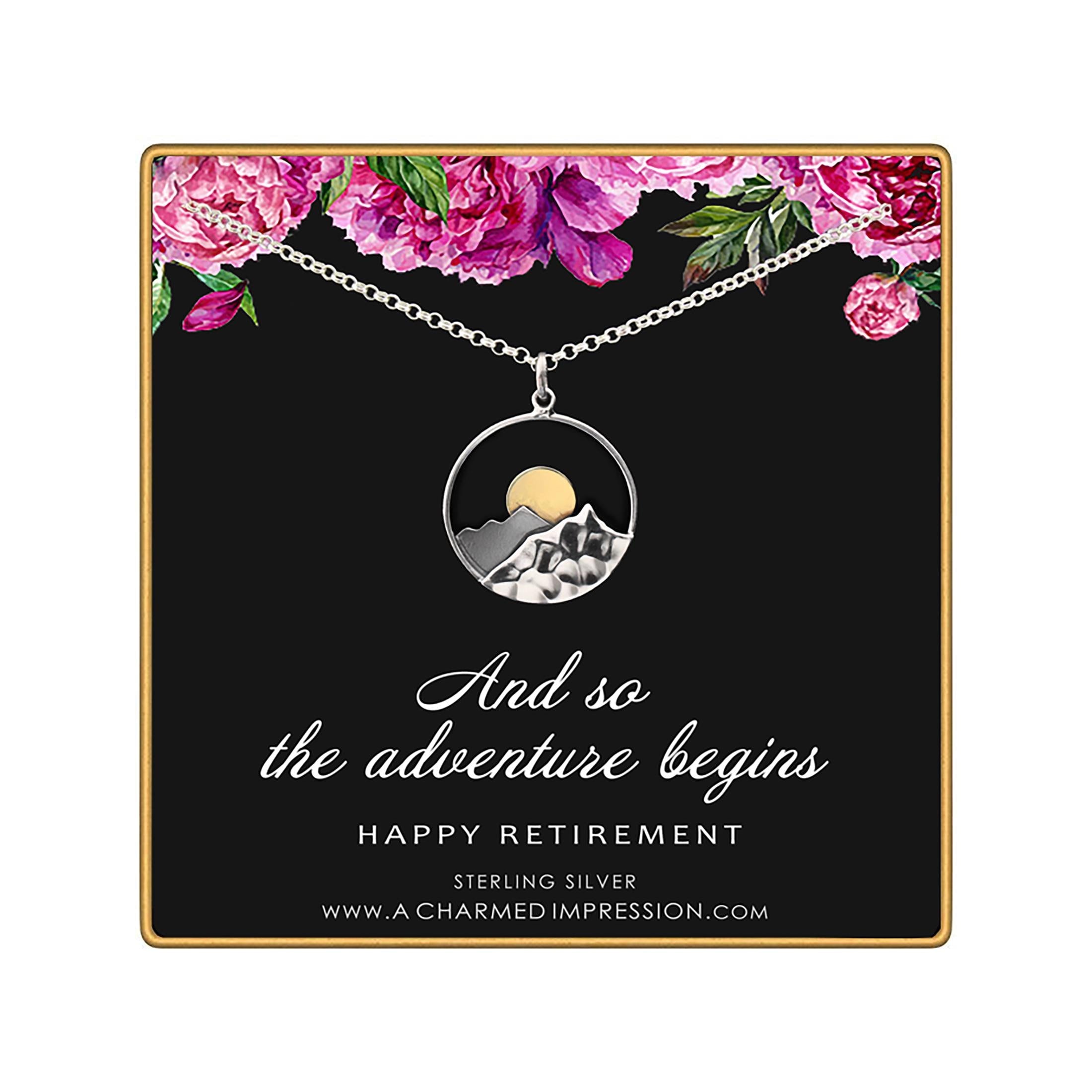 Retirement Gift for Women  925 Sterling Silver  Large Mountain Charm Necklace  Service Appreciation Jewelry  Friend Teacher