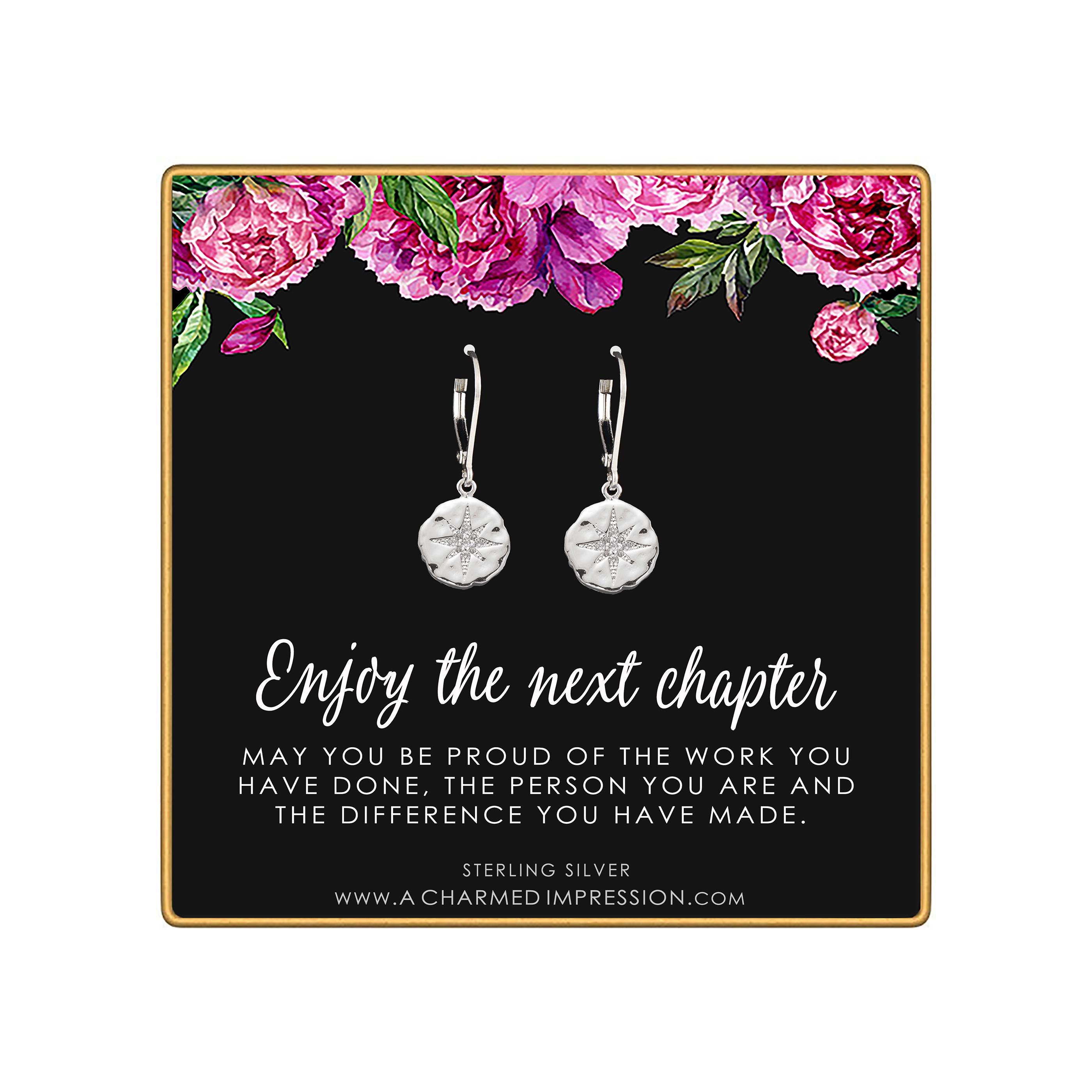 Diamond Starburst Retirement Earrings: Handmade Sterling Silver or Gold
