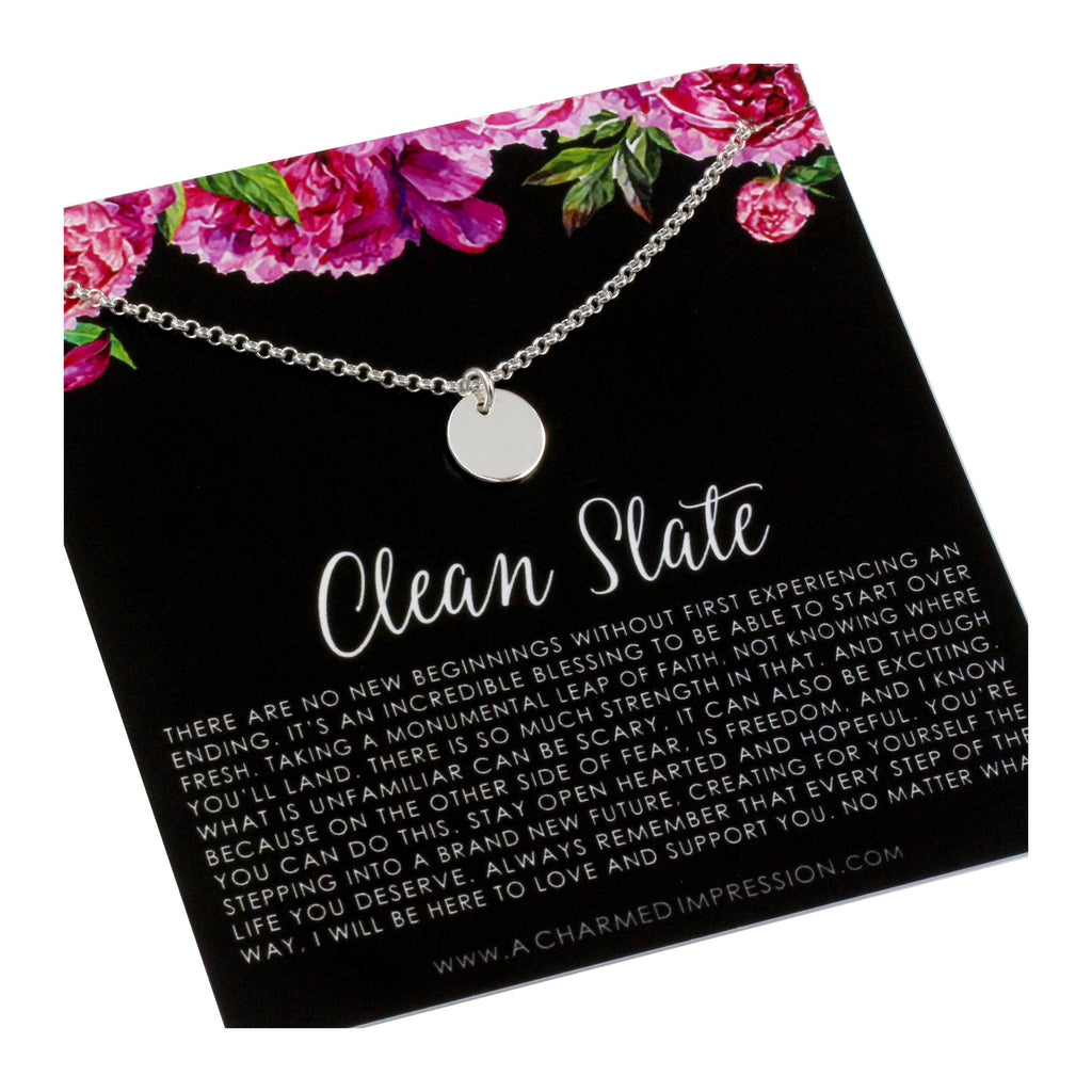 New Beginnings necklace, Post divorce recovery, Break up Gift, Personalized jewelry, Clean Slate charm necklace, Sterling Silver 14k Gold