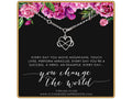 Sterling Silver Infinity Heart Bracelet Motivational Women Gift Change The World Quote Adjustable Wrist Empowerment Jewelry
