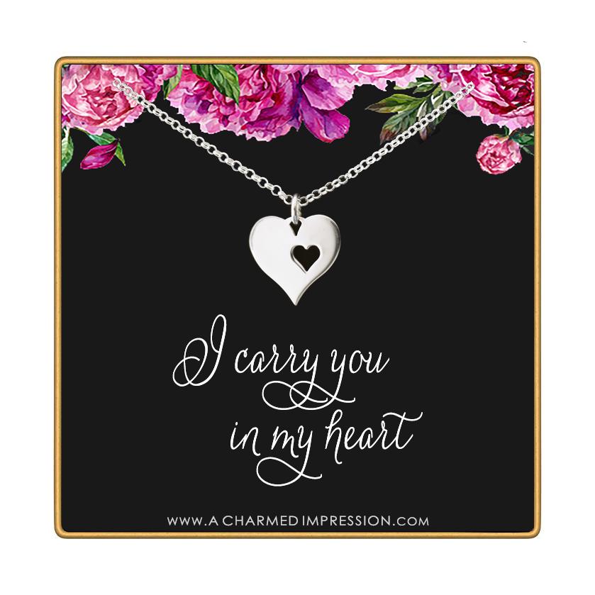 Heart Cutout Heart Bracelet: Silver or Gold Charm