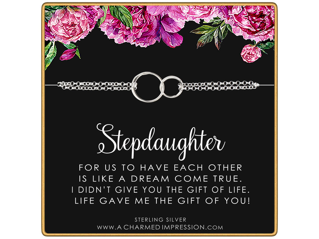 Sterling Silver Bracelet: Stepdaughter Gift, Connected Circles