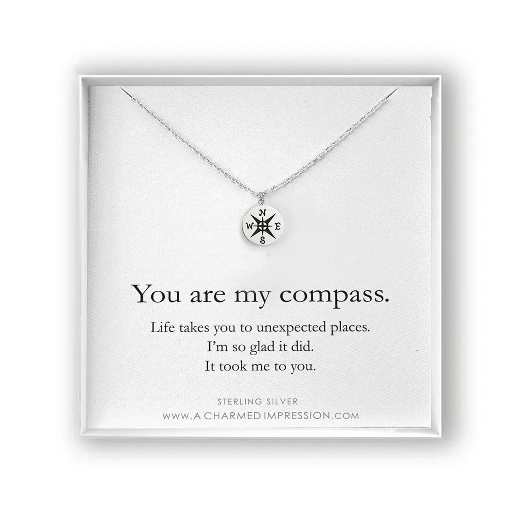 I Would Be Lost Without You, Compass Necklace, Personalized Jewelry, Sterling or 14k Gold, Girlfriend Wife Gift, Romantic Charm Necklace