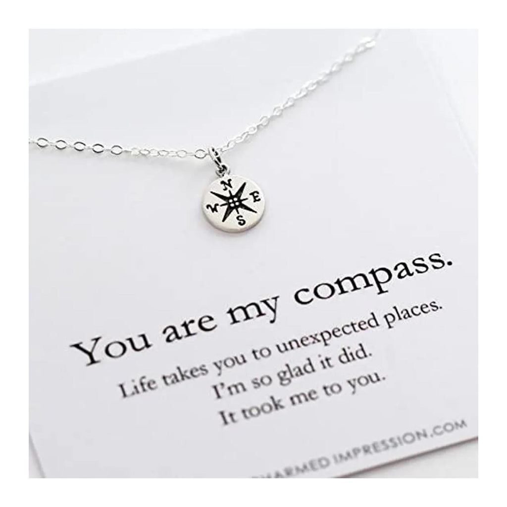 I Would Be Lost Without You, Compass Necklace, Personalized Jewelry, Sterling or 14k Gold, Girlfriend Wife Gift, Romantic Charm Necklace