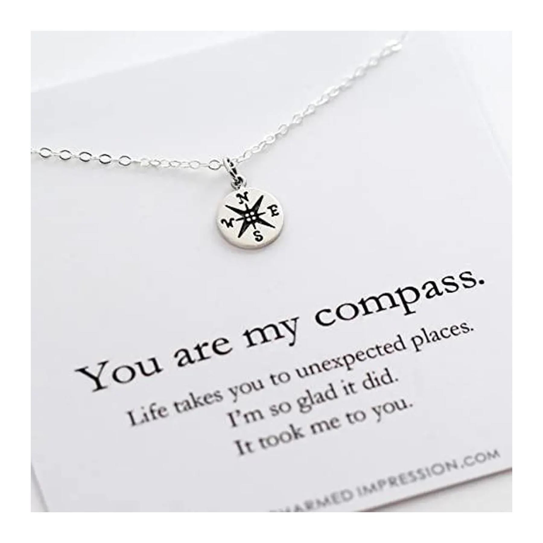 I Would Be Lost Without You, Compass Necklace, Personalized Jewelry, Sterling or 14k Gold, Girlfriend Wife Gift, Romantic Charm Necklace