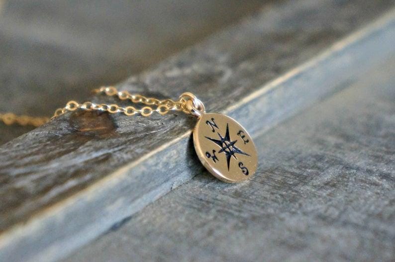 I Would Be Lost Without You, Compass Necklace, Personalized Jewelry, Sterling or 14k Gold, Girlfriend Wife Gift, Romantic Charm Necklace