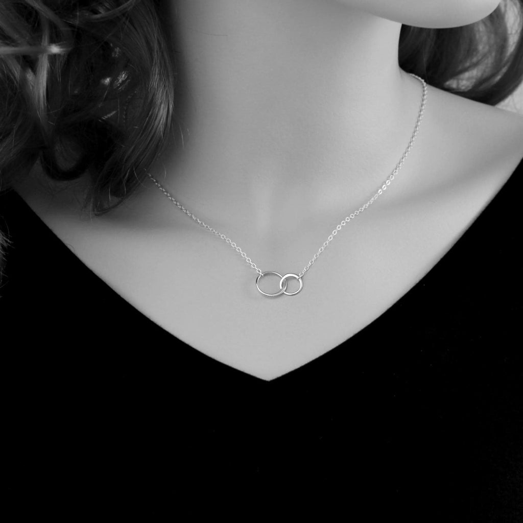 Connected Circles Necklace Bonus Sister Gift Blended Family Love Sterling Silver 14k Gold Filled Hypoallergenic 18+2 inch Length