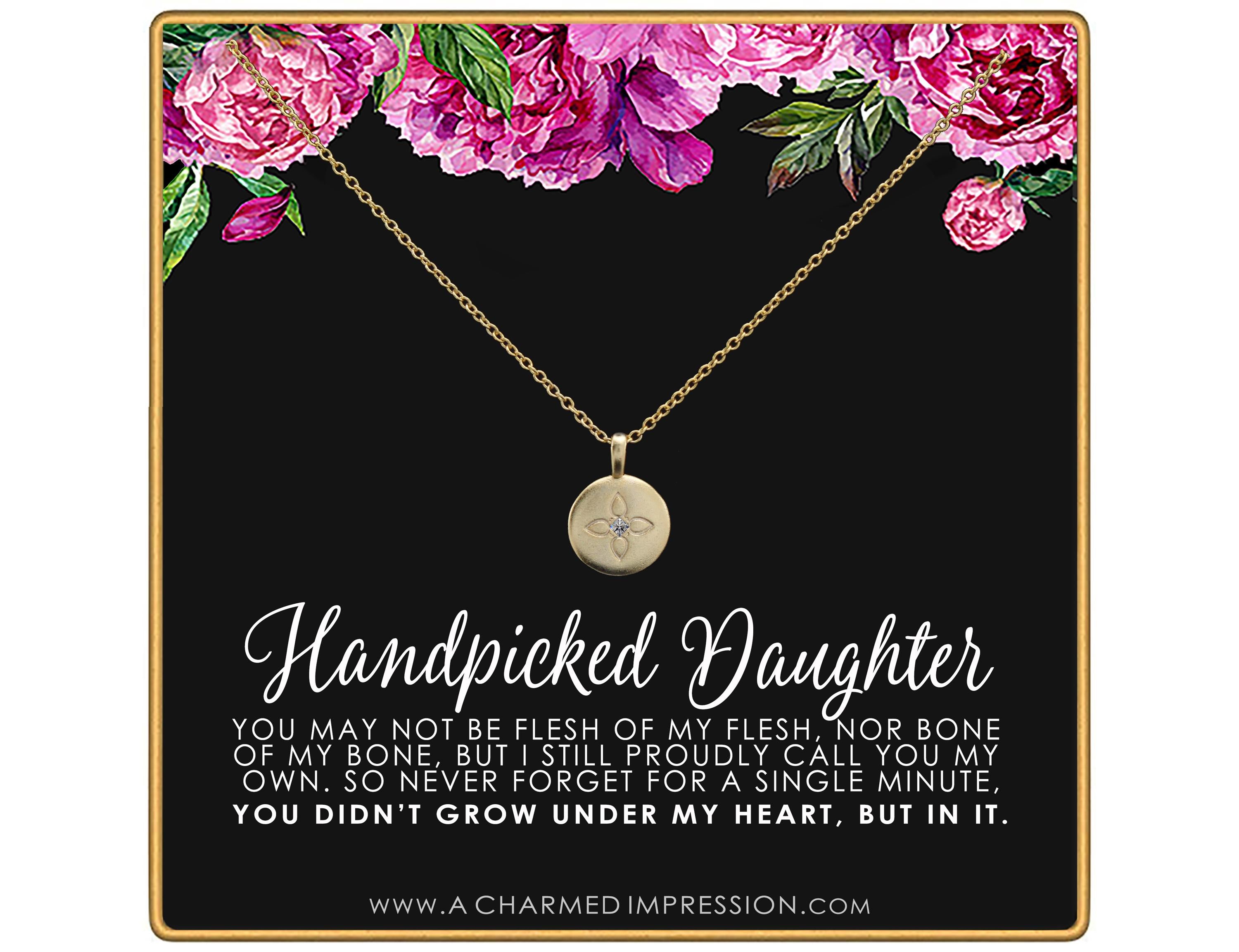 Lotus Crystal Necklace: Adoption Keepsake Gift for Daughter