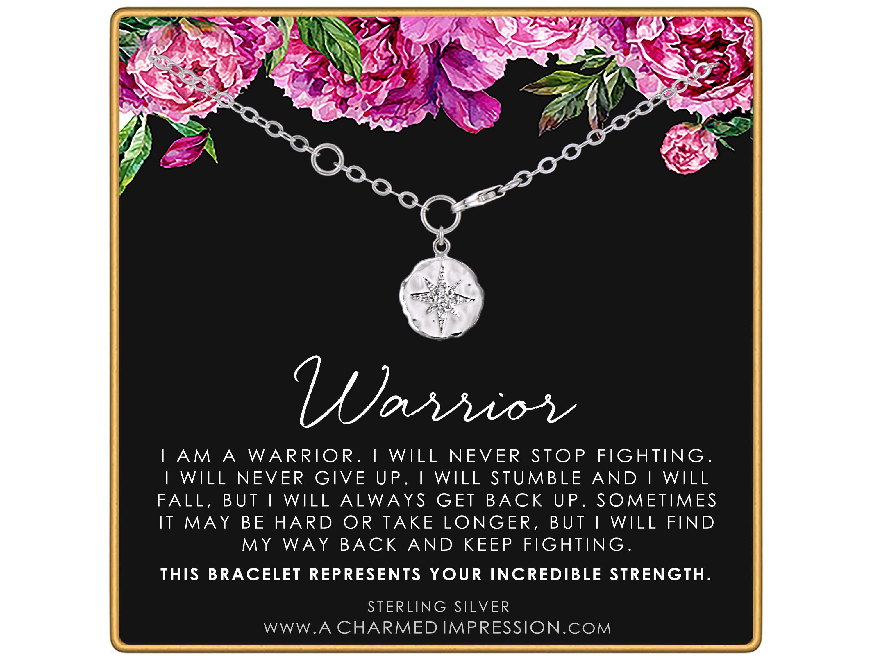 Silver North Star Bracelet: Diamond Warrior Survivor Gift