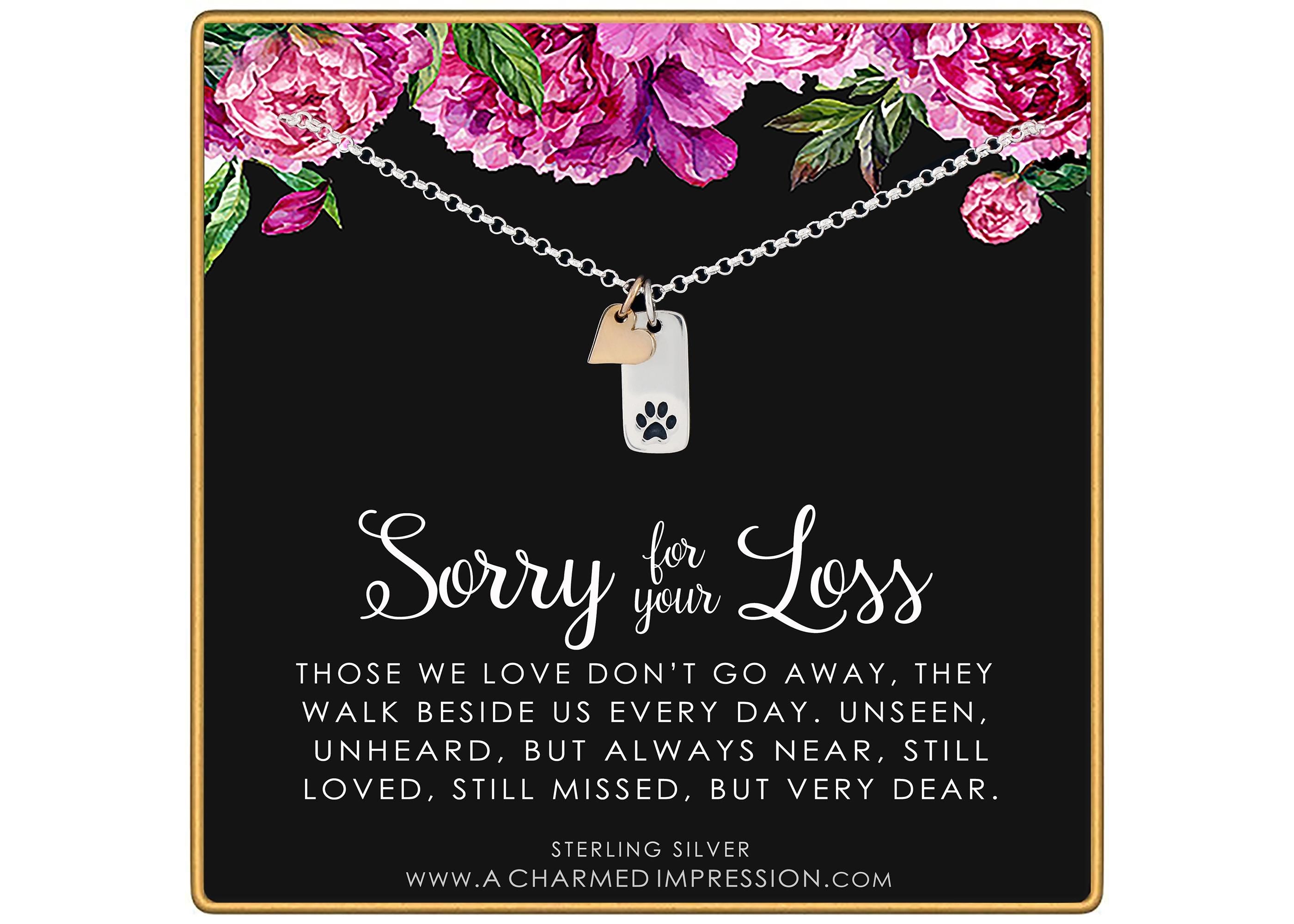 Sterling Silver Paw Print Necklace: Pet Loss Memorial Gift