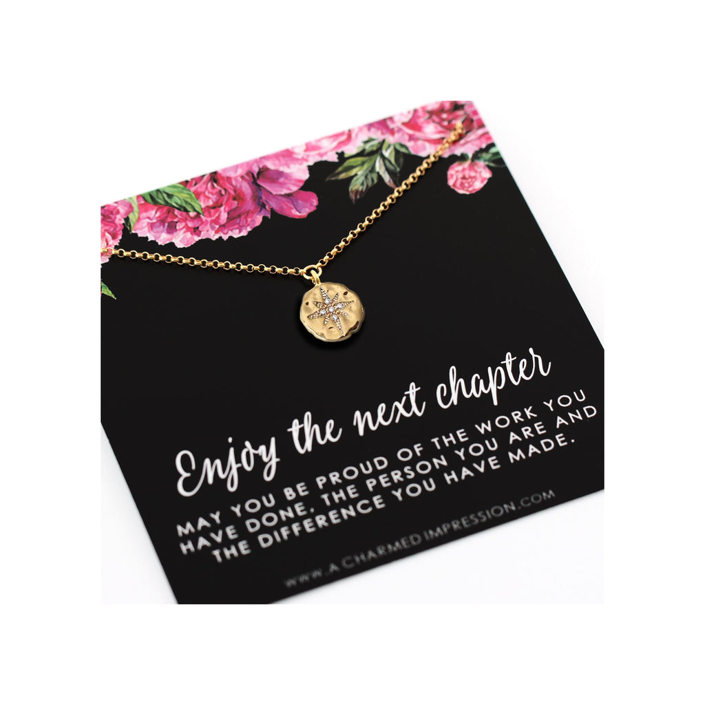 Retirement Gift: 14k Gold Diamond Starburst Pendant Necklace