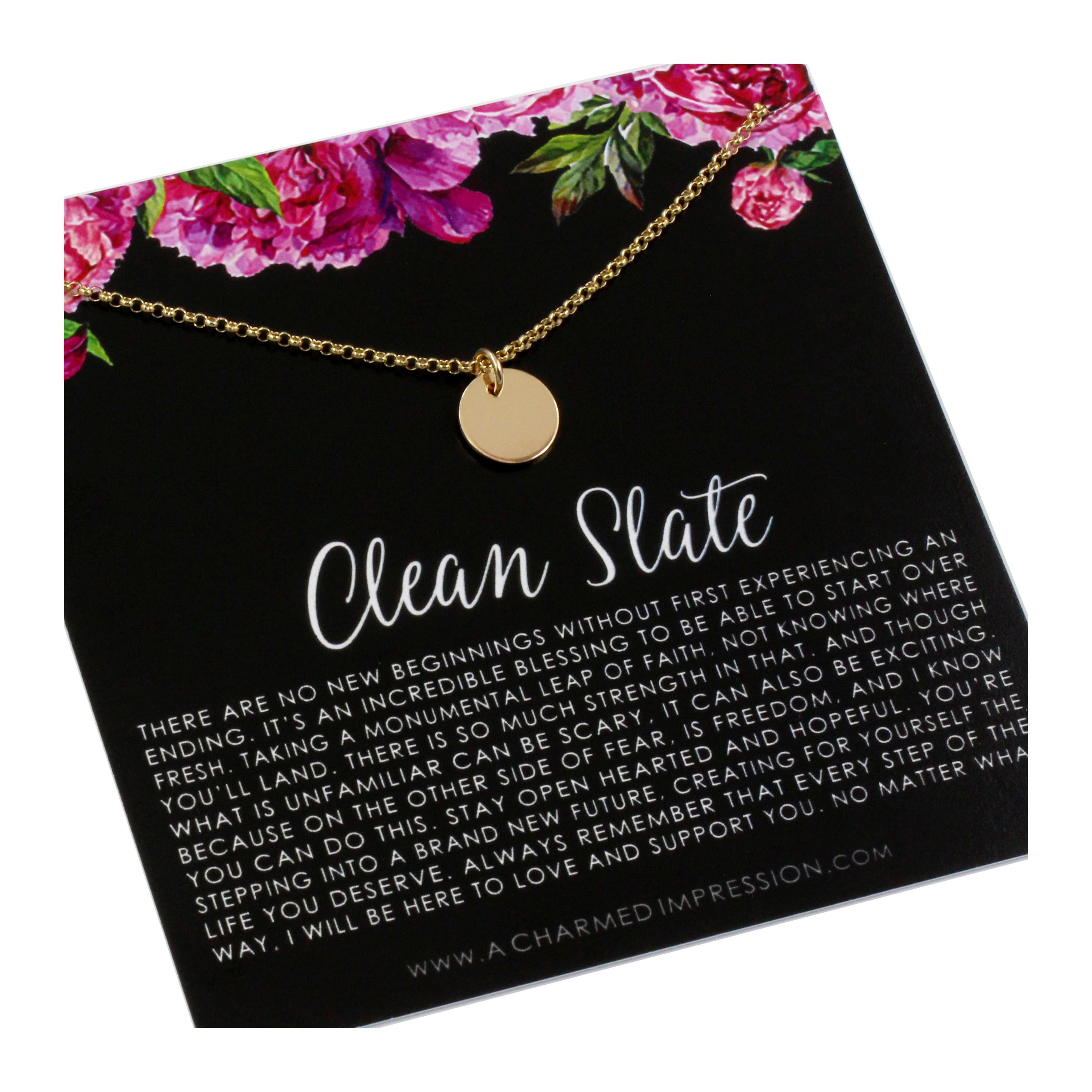Retirement Necklace for Women Clean Slate Blank Disc Necklace for Women Next Chapter Jewelry Sterling Silver 14k Gold Fill